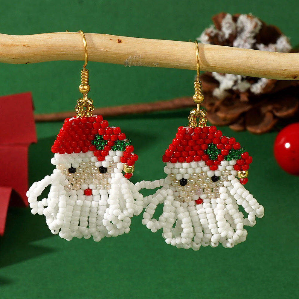 Wholesale Braided  Head Earrings with White High-end Tassels